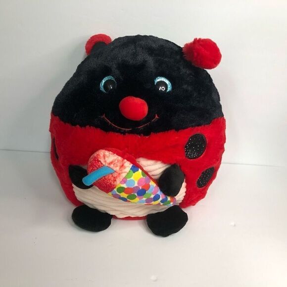 hug me ladybug holding snowcone 11 inch soft plush glitter eyes summer - Picture 1 of 10